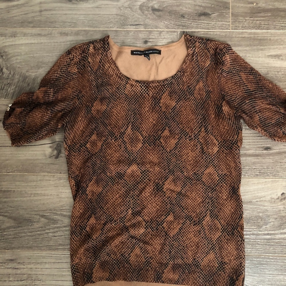 White House Black Market snake print top